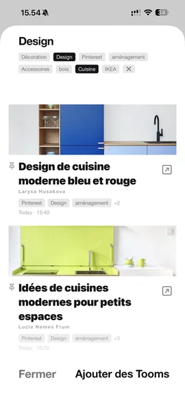 La collection filtrée sur deux étiquettes