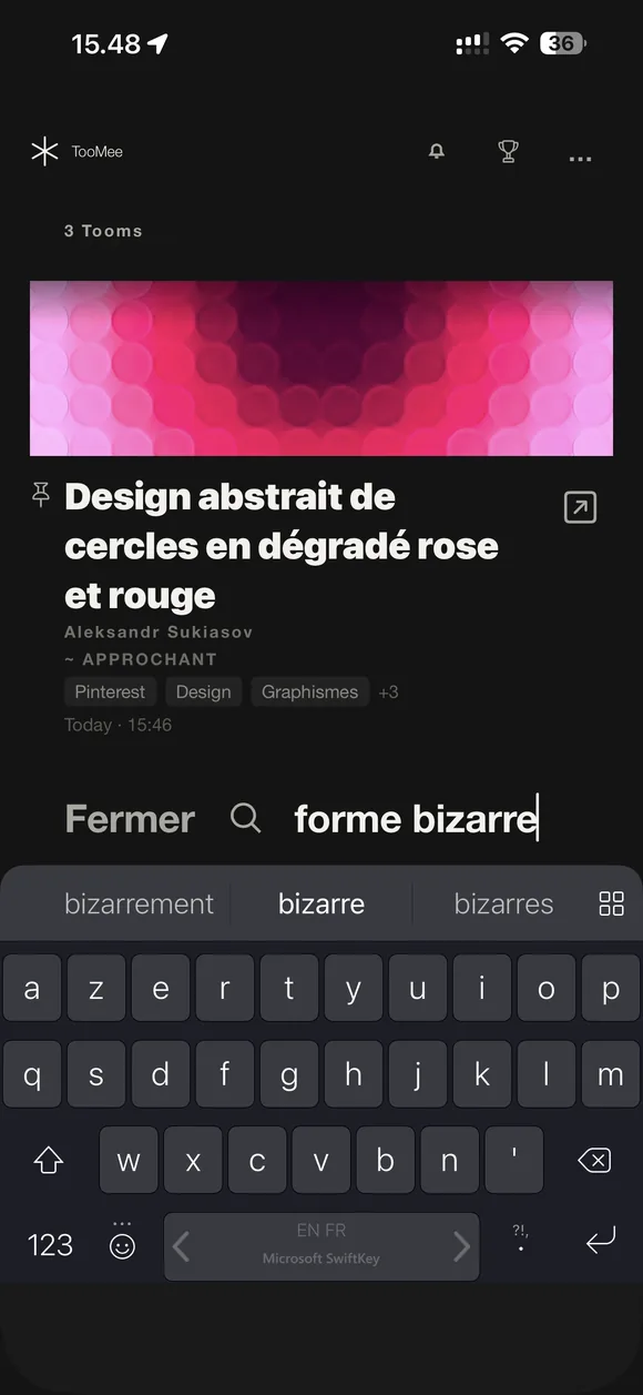 Recherche « forme bizarre » : un résultat approchant remonte